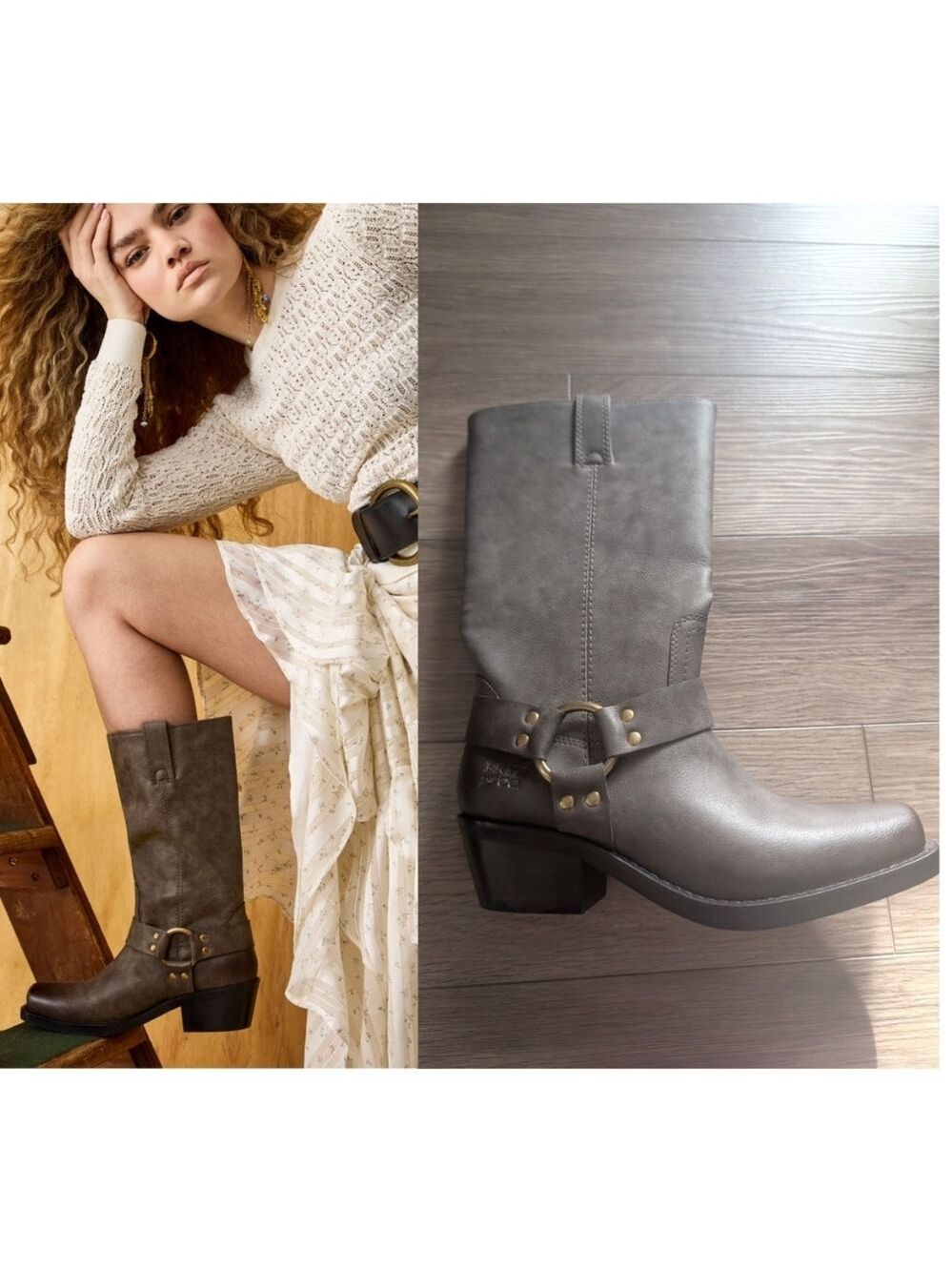 Frye & Co. | Lorrie Harness 12 Vegan Leather Boot In Smoke